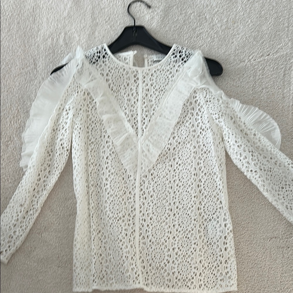 Sandro Elegant White Lace Women's Top sz S